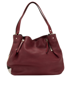 Vintage Check Shoulder Bag, Leather, Burgundy, MIC, 1*